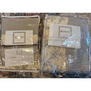 Restoration Hardware Constance King Duvet Cover 2 Std Shams Floral Stripe Beige